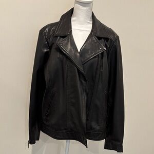 Halogen Women's Classic Black Leather Jacket